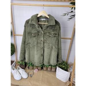 NEW MICHELLE MAE fleece shacket in olive
